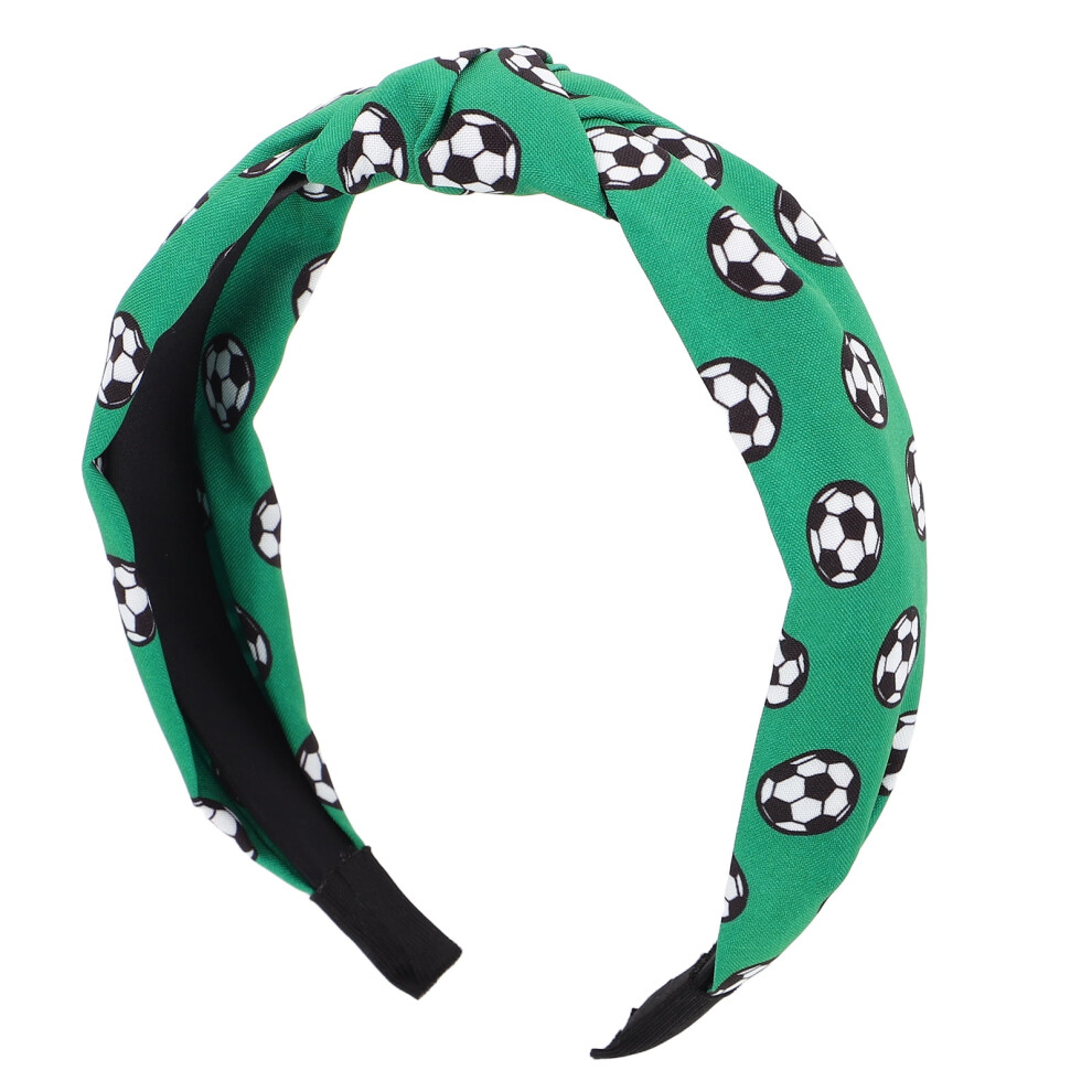 Soccer Themed Knotted Hairband for Girls and Women, Football Sports Headband Hair Accessory for