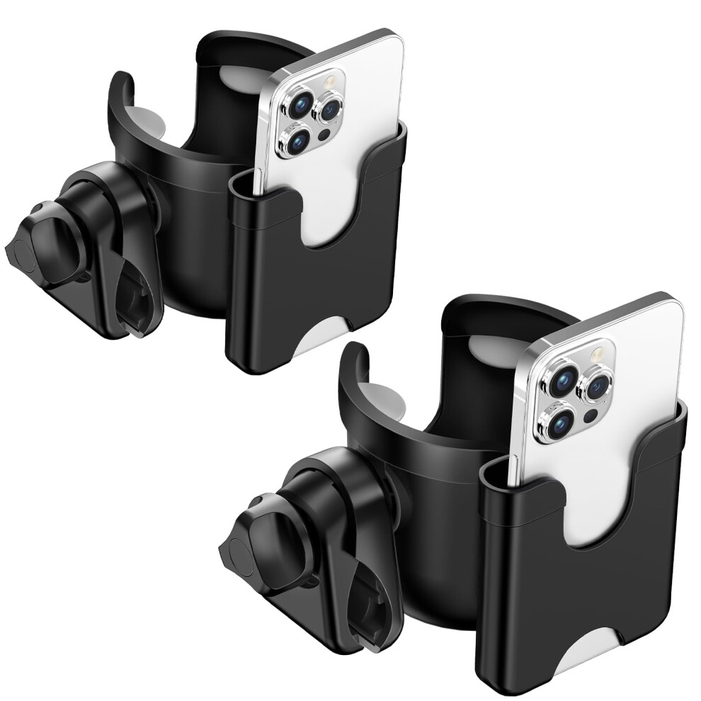 Walker Cup Holder with Phone Holder – Compatible with Uppababy, Nuna, Doona, Rollator, Bike & Scooter