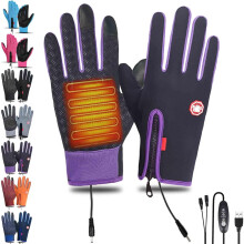 Heated Gloves, USB Powered 3-Level Heating Sports Gloves, Touchscreen Waterproof Windproof Thermal Non-Slip Winter Gloves for Men & Women
