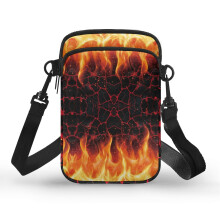 Verstellbare Umhängetasche mit Schultergurt für Damen, Flammenmuster, Crackle-Lava-Polyester, lässig, für Reisen, 11 x 5 x 18 cm, mit