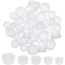 50PCS Plastic Salt & Pepper Shaker Stoppers, 1/2"-7/8" Reusable Clear Round End Caps – Compatible with Standard Shakers