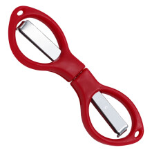 1 Pc Colorful Plastic Handle Folding Safety Scissors Travel Scissors with Keychain Holes Hidden Stainless Steel Blades for Craft Fishing Use, Red