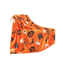 Couverture Halloween orange, mignonne et chaude, en peluche douce et moelleuse, idéale pour le canapé ou comme jeté de canapé. Cadeau parfait