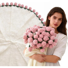 Knitted Rose Flower Blanket Handmade Crochet Throw