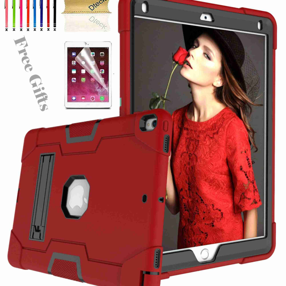 Compatible With Ipad Pro 10.5 (2017, A1701/A1709): Rugged 3-Layer Shockproof Case With Kickstand & Hd Screen Protector Â Red/Black 9341593592185