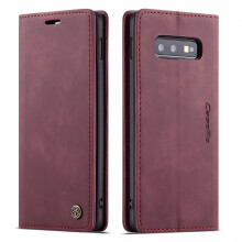 Galaxy S10 Case, Magnetic Folio Flip Leather Wallet Case Stand with Card Slots Protective Cover For compatible with Samsung Galaxy S10 6.1 inch,Red