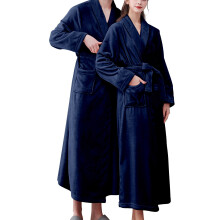 Clearance! Women's Terry Cloth Flannel Bathrobe with Double Pockets, Soft & Warm Double-Faced, Navy – Big Sale! Compatible with home wear