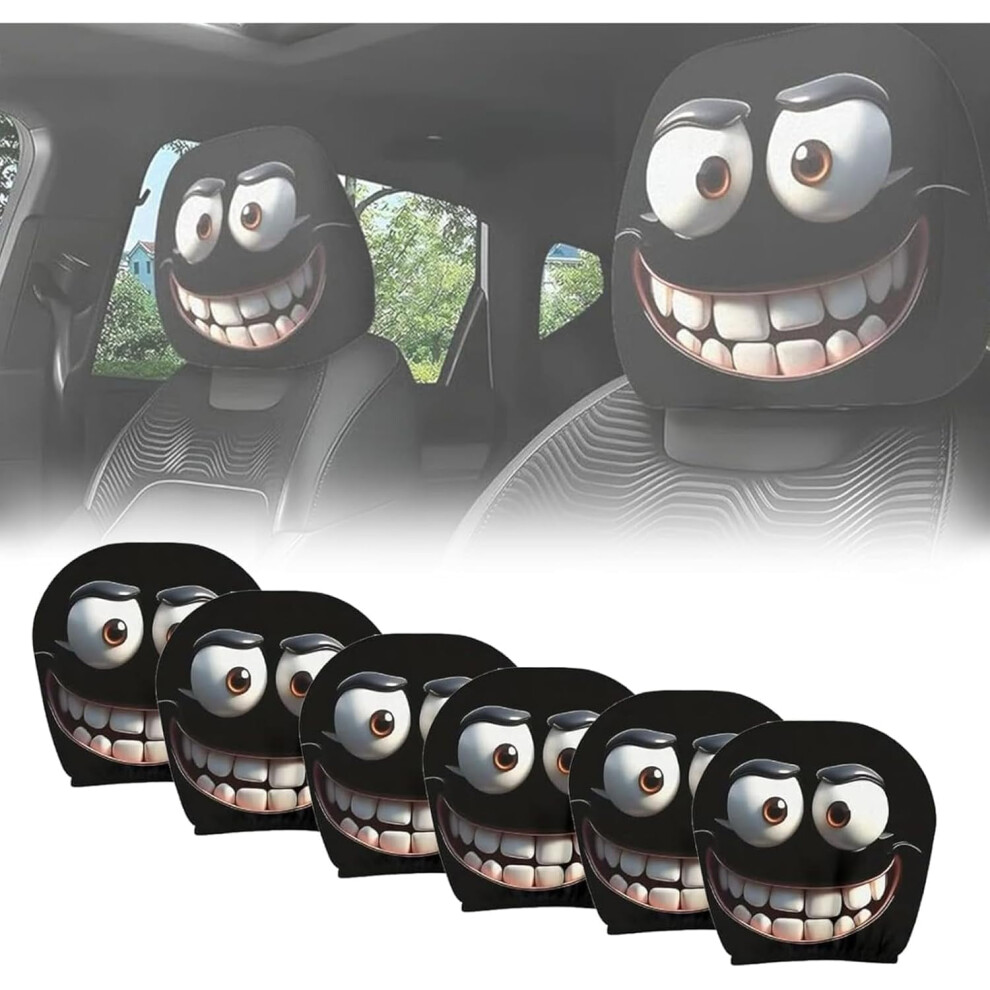 Funny Cartoon Car Headrest Covers, 2026 Halloween Eye Design, Elastic & Breathable, For Road Trips, Parties, Parades, Compatible With Most Cars 9101399428206