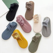 Fashion Lace Warmer Socks, Fall-Winter Non-Slip Ankle Socks with Ruffle & Lace Trim for Home & Floor Use