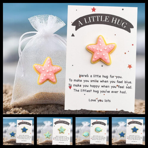 Pocket Hug Starfish Greeting Card Beige 1 Pack