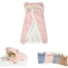 Soft Double-Layer Cotton Pet Blanket with Hood & Snap Buttons for Cats/Dogs – Indoor/Outdoor Winter Use