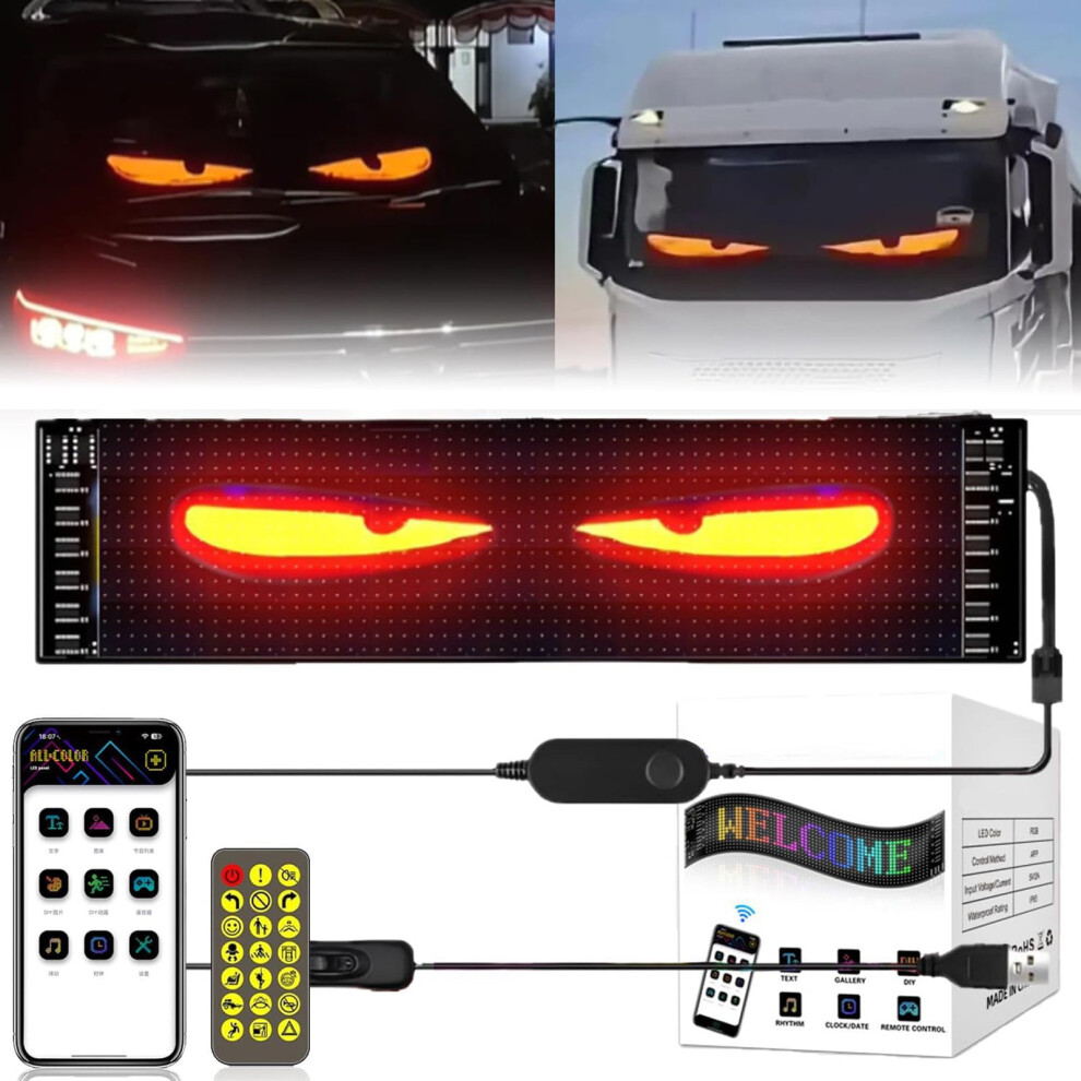Eyes For Cars Programmable Flex Led Display Sign Flexible Smart Lamp For Trucks Windows 4.7 X 23 In Light 9401284813576