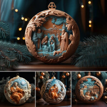 Nativity Scene Ornaments, 2.76" 3D Acrylic Christmas Tree Decor, Holy Religious Holiday Gifts, Party & Home Decor, Compatible with Standard Trees