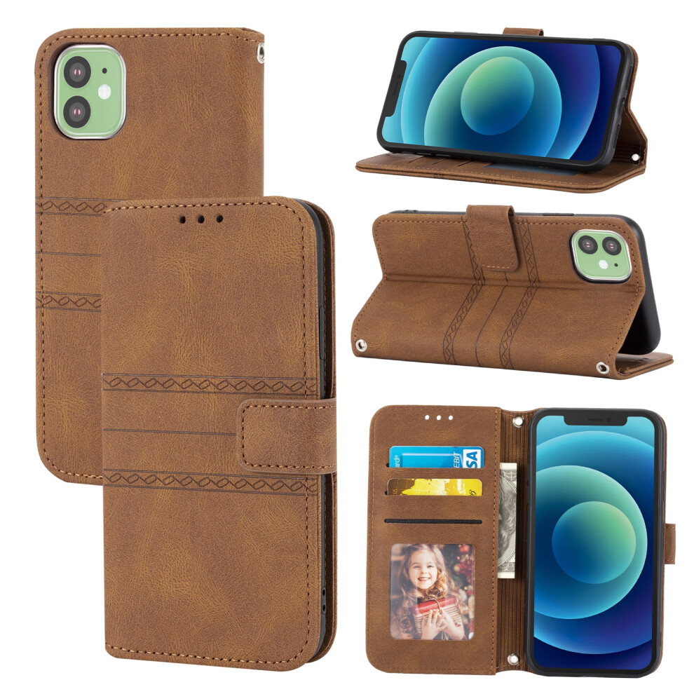 Compatible With Iphone 11 Case Â Slim Tpu Wallet Case With Kickstand, Shockproof, Card Slots, Brown 9152228636309