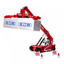 Alloy Container Crane Toys 1/50 Scale Construction Vehicle Playset with Roadblocks & Containers for Kids Christmas Birthday Gifts