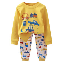 Baby Boy Girl Pajamas Set Cartoon Print Long Sleeve Sleepwear Toddler Pj 2pcs Tops and Pant Clothing Outfits Yellow 3-4 Years