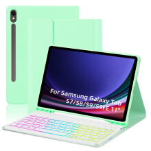 Rainbow Backlit Detachable Keyboard Case for Samsung Galaxy Tab S7/S8/S9/S9FE 11", Compatible with Samsung Tablet, Black