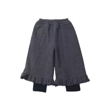 Girls Winter Warm Lined Wide Leg Pants with Ruffle Hem - Soft Casual Playwear for Toddlers and Kids