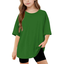 Girls Oversized Shirts Short Sleeve Baggy Round Neck Casual Tee Kids Summer Loose Basic Tshirts