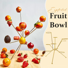 Exploding Fruit Bowl – Modern Metal 360 Multi-Arm Fruit Stand, 9-Slot Centerpiece for Kitchen & Dining Table (Compatible with Standard Fruit)