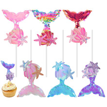 FRCOLOR Mermaid Cake Decorations Cloth Cupcake Toppers