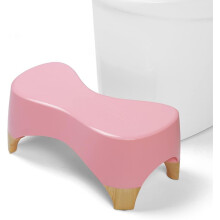 Toilet Stool,7" Squatting Poop Stool- 550 lbs Weight Capacity, Toilet Potty Stool for Adults and Kids with Non-Slip mat (Pink/Bamboo Color)