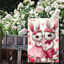 Påskeflagg med rosa kaninmotiv, 30x40 cm, dobbeltsidig, dekor til utendørs veranda/plen, påskegaver – under 5 dollar!