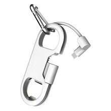 Charge Cable+Keychain+Aluminum CarabinerPortable Multifunction Keychain USB Charging Cord Short Cable