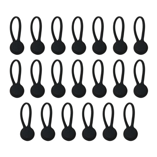 20pcs Cable Organizer Minimalist Silicone Cable Organizer for Data, Headphone, and Charging Cords Black