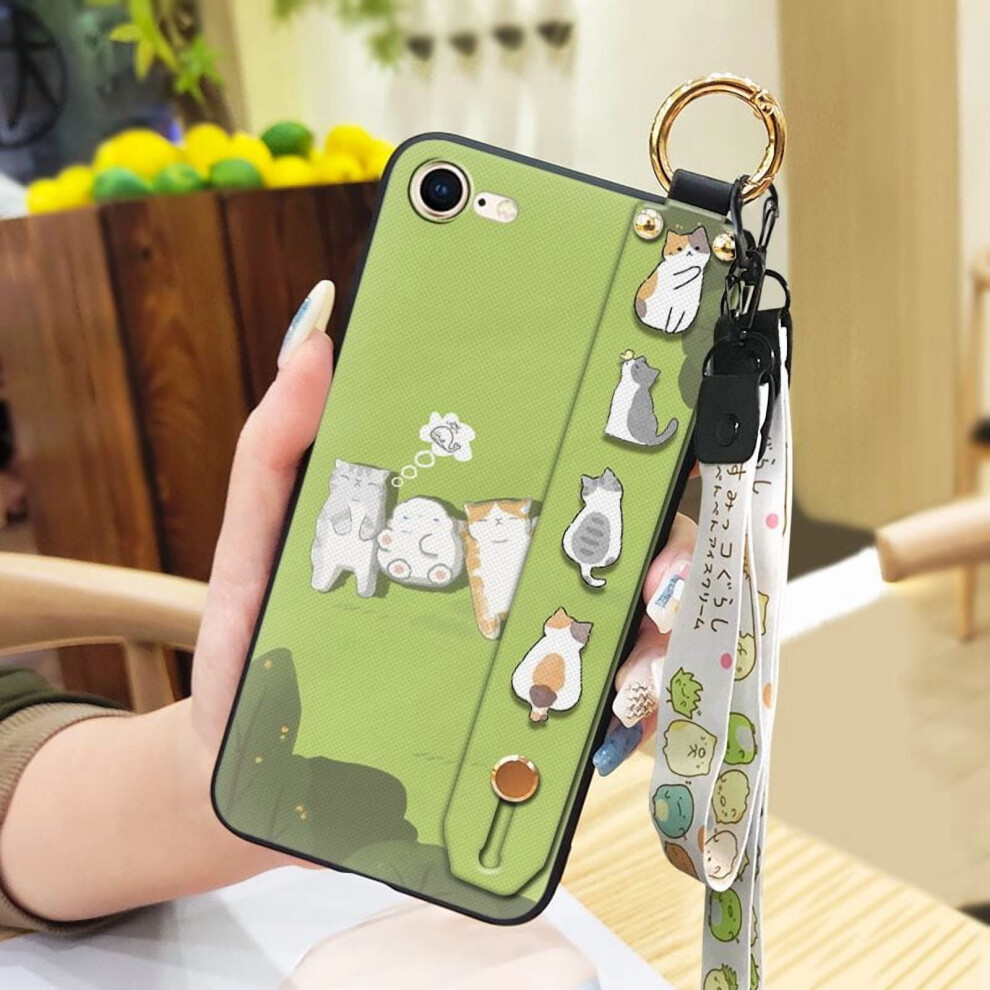 Cute Waterproof Anti-Knock Silicone Phone Case For Iphone 7/8/Se 2020/Se2 Â Dirt-Resistant, Wrist Strap, Kickstand, Dust-Proof 9152228637313