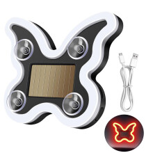 LED Butterfly Car Light Solar USB Rechargeable RGB Auto