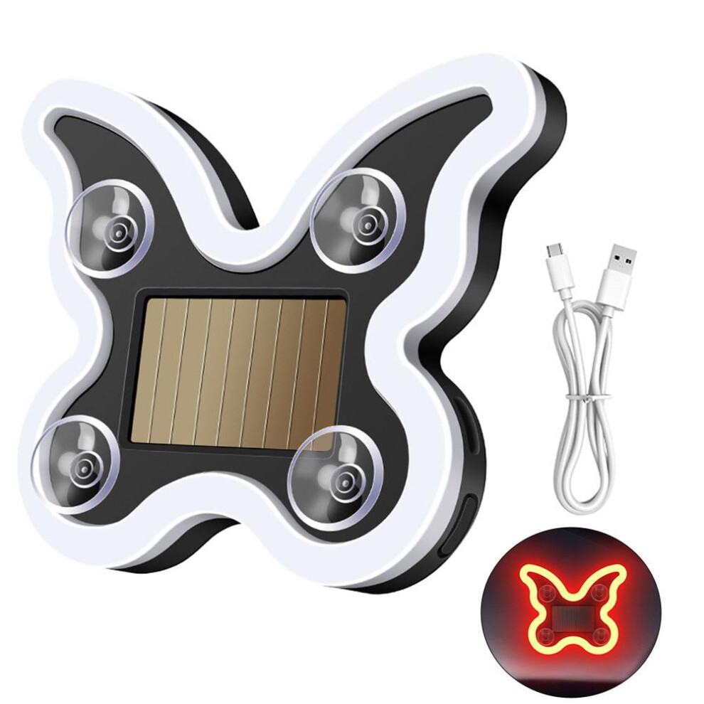 Solar Powered Led Butterfly Car Usb Rechargeable Rgb Ambient Lamp, Auto Sensor Light 9341593593403