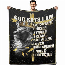 Christian Gift for Women: "God Says I Am" Throw Blanket – Inspirational Pink Bow Bible Verse Blanket, Faith & Prayer Gift for Christmas & Birthday