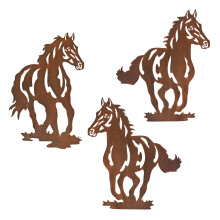 Metal Horse Wall Art Set – Rustic Western Decoration, 3