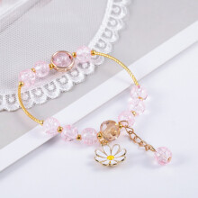 Crystal Stone Bracelet – Rhinestone Flower Beads, Handmade Fashion Jewelry, Strawberry Design, Kids Bracelet Making Kit (1PC), Compatible with DIY