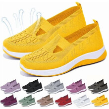 Women's Woven Orthopedic Slip-On Walking Shoes Yellow