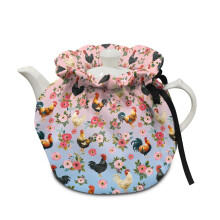 Rooster Breakfast Teapot Cover with Elastic Band & Drawstring – Dustproof, Fade-Resistant, Pilling-Resistant Tea Pot Cosy for Tea Lovers &