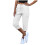 Women's White Cargo Capri Pants Elastic Waist Drawstring 1