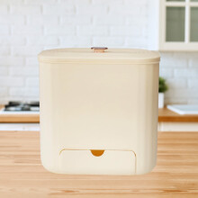 AuroraX Stylish Kitchen Trash Can with Lid Yellow 1.6 Gallon Garbage Container Basket Plastic Art Deco Trash Bin for Narrow Spaces