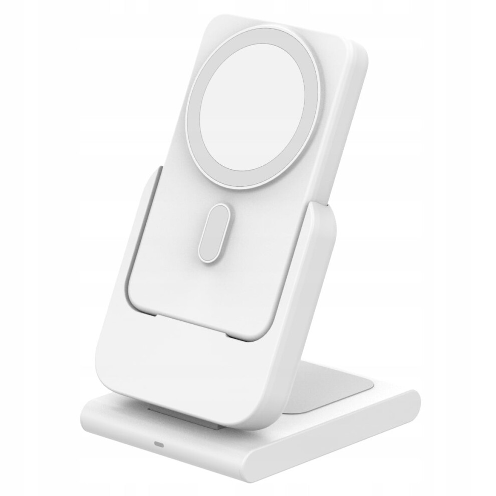 Magnetic Power Bank Three In One Wireless Inductive Charger With Iwatch Stand White 9152228637580