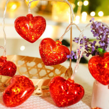 Valentine's Day Heart String Lights, 4.9 ft, 10 LED, Battery Operated, for Wedding/Anniversary Decoration