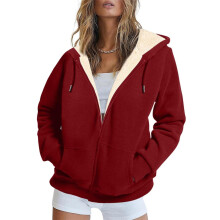 Women's Fleece Hoodie with Drawstring and Zipper