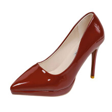 Women's Casual Pointed Toe Stiletto Heels, Slip-On PU Shoes, Comfortable & Versatile Retro Style – Size 40 EU, Compatible with Daily Wear