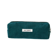 Retro Corduroy Solid Color Pencil Case, Large Capacity Stationery Storage Bag, Portable Makeup Bag & Handbag C