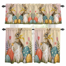 Easter Rabbit Kitchen Curtains and Valances Set Pink Yellow