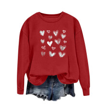 Damen-Sweatshirt mit rotem Herzprint – Oversize-Design mit Rundhalsausschnitt und Grafikprint zum Valentinstag, weiches, lässiges