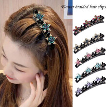 Crystal Stone Braided Hair Clips Double Bangs Set N4