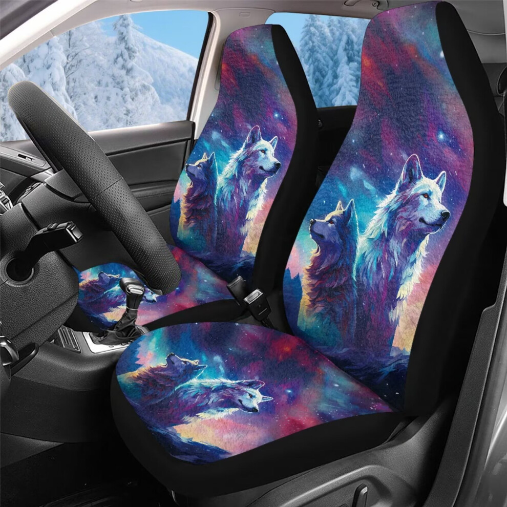 Galaxy Wolf Car Seat Covers Set Of 2 Â High Back, Stretchy & Breathable Bucket Seat Covers Compatible With Suv, Van, Truck Coral 9405492370227
