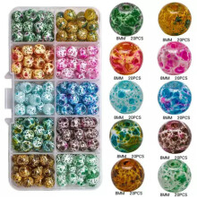 200pcs 10Colors Mixed 8mm Crackle Glass Bead Beading Kit Box for Jewelry Making-5#