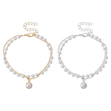 Pearl Pendant Necklace for Women Double Layer Choker